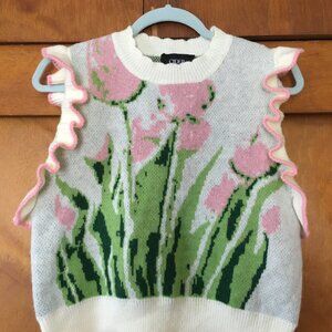 Cider Green and Pink Floral Sweater